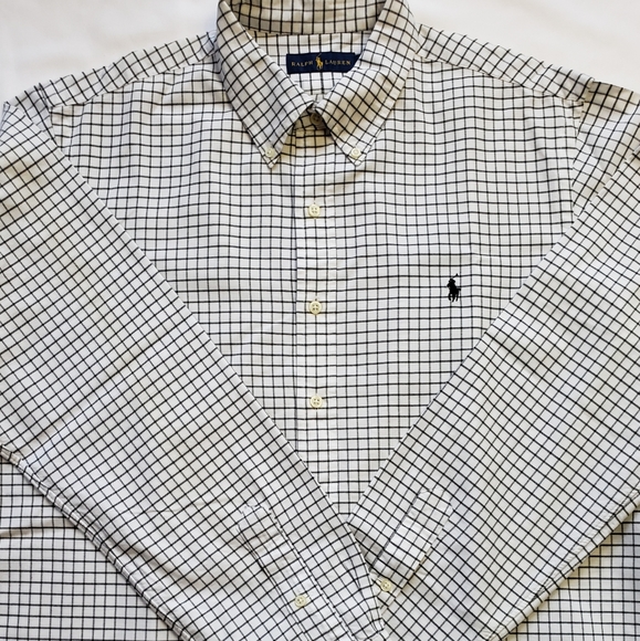 XL black+white grid pattern Ralph Lauren button-down shirt - Picture 3 of 4
